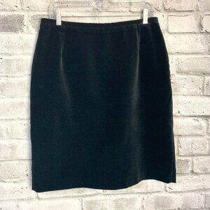 Vintage 90s Cleo Black Velvet Knee Length Pencil Skirt